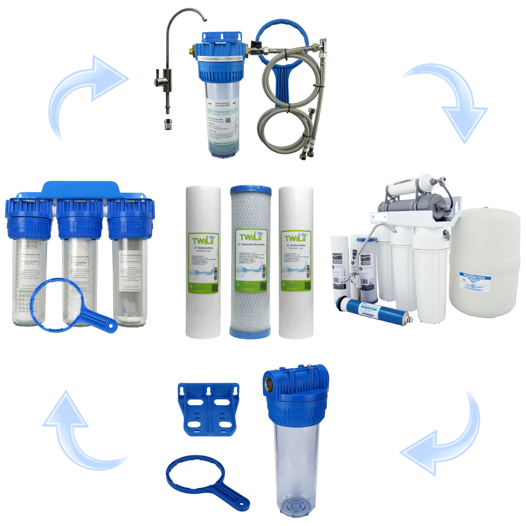 Set 6-teilig RO Sedimentfilter 1 Wasserfilter Aktivkohleblockfilter und TWaLa – Umkehrosmoseanlage Ersatzfilter 10″ Jahr Wasserfilter